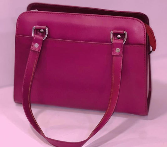 Dark pink leather women purse